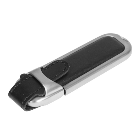 USB флешка Джек черная на 8Гб в кожаном корпусе с металлическими вставками. Размеры: 18*24*87 мм. Методы нанесения: тампопечать, гравировка или тиснение.  Возможные объемы памяти:16, 32, 64 Гб. Минимальный тираж 50 штук.
