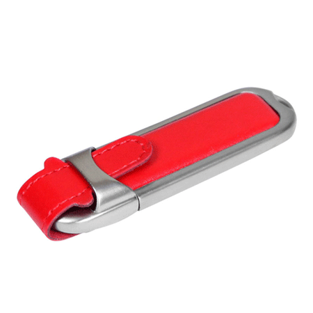 USB флешка Джек красная на 8Гб в кожаном корпусе с металлическими вставками. Размеры: 18*24*87 мм. Методы нанесения: тампопечать, гравировка или тиснение.  Возможные объемы памяти:16, 32, 64 Гб. Минимальный тираж 50 штук.