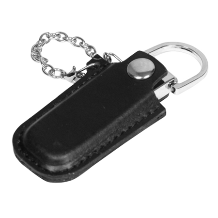USB флешка Рэк черная на 8Гб в кожаном чехле на цепочке. Наличие кольца позволяет использовать флешку в качестве брелка. Размеры: 14*35*61 мм. Идеально подходит под гравировку. Возможные объемы памяти: 16, 32, 64 Гб. Минимальный тираж от 50 штук.