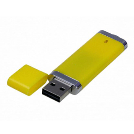 USB флешка Эконом желтая с объемом памяти 8Гб в пластиковом корпусе с алюминиевыми вставками.Размеры: 74 х 20 х 7 мм. Рекомендуем наносить логотип методом тампопечати. Возможные объемы памяти: 16, 32 и 64 Гб.  Минимальный тираж от 50 штук.