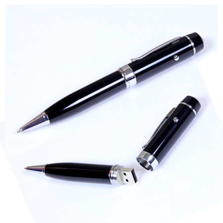 USB флешка ручка Лазер с лазерной указкой и ручкой черная (8Гб)