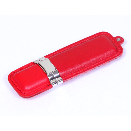 USB флешка SKIN в красном кожаном корпусе с металлическими вставками. Объем памяти 8 Гб. Размеры: 13*26*90 мм. Подходит под гравировку и тампопечать. Возможные объемы памяти: 16, 32, 64 Гб. Минимальный тираж от 50 штук.