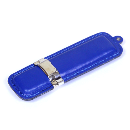 USB флешка SKIN в синем кожаном корпусе с металлическими вставками. Объем памяти 8 Гб. Размеры: 13*26*90 мм. Подходит под гравировку и тампопечать. Возможные объемы памяти: 16, 32, 64 Гб. Минимальный тираж от 50 штук.