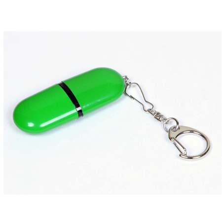USB флешка в виде капсулы. Зеленый пластиковый корпус. Объем памяти 8Гб. Флешка имеет небольшие размеры: 58*25 мм. Идеально подходит под тампопечать. Возможные объемы памяти: 16, 32, 64 Гб. Минимальный тираж от 50 штук.