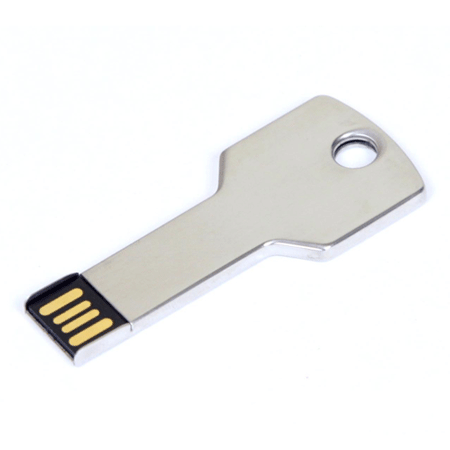 USB флешка «Ключ» серебристого цвета на 8 Гб идеально подходит под гравировку. Размеры: 3*24*56 мм. Возможные объемы памяти: 16, 32, 64 Гб.  Минимальный тираж 50 штук.