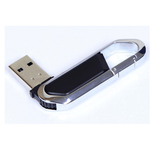 USB флешка «Карабин» черная на 8Гб  выполнена в металлическом корпусе с пластиковыми вставками. Выдвижной механизм. Размеры: 60*18*8 мм. Нанесение рекомендуем делать тампопечатью. Возможные объемы памяти: 16, 32, 64 Гб. Минимальный тираж 50 штук. 
