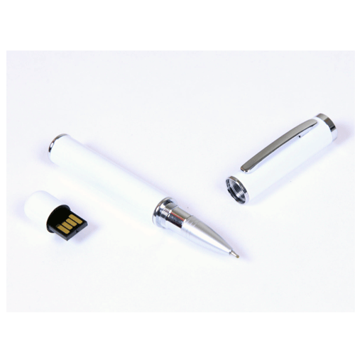 USB флешка Pen белая на 8Гб в металлическом корпусе. Метод нанесения: гравировка. Возможные объемы памяти: 16, 32, 64 Гб. Минимальный тираж 20 штук. 