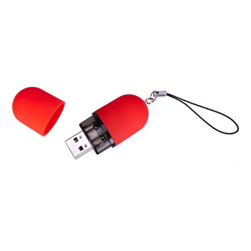 USB флешки Кап красная на 8 ГБ. Прорезиненная поверхность. Размеры флешки: 5,9х2,4х1,2 см. Минимальный тираж 50 шт.Рекомендуемый способ нанесения: тампопечать.