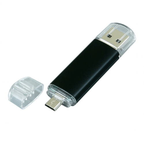 USB флешка с разъемом Micro USB "Классик" черная (16ГБ)