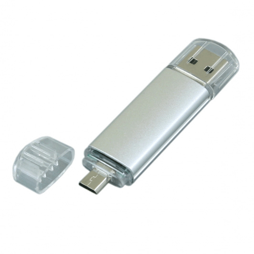 USB флешка с разъемом Micro USB "Классик" серебристая (16ГБ)
