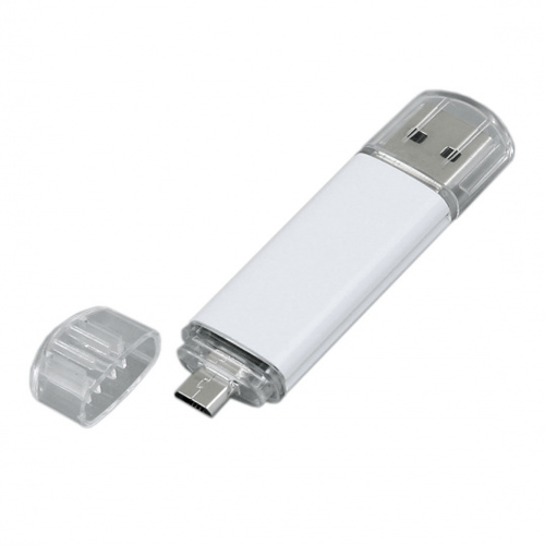 USB флешка с разъемом Micro USB Классик в белом цвете выполнена в металлическом корпусе. Благодаря наличию разъема Micro USB флешку можно подключать к мобильным устройствам. Размеры: 6,5*1,6 см. Логотип рекомендуем наносить методом лазерной гравировки или тампопечати.  Возможные объемы памяти: 32, 64 Гб. Минимальный тираж от 50 штук.