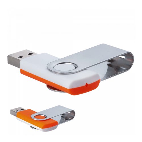 USB флешка металлическая «MIX» бело-оранжевая (8Гб)