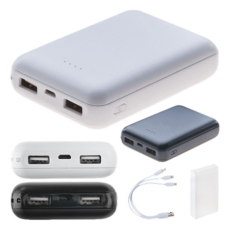Внешний аккумулятор DELTA емкостью 10000 mAh из пластика. Фактура которого имитирует ткань. Аккумулятор имеет два выхода USB, время зарядки 6-7 часов. Также у аккумулятора есть индикатор уровня заряда батареи, 4 светодиода. В комплект входит: USB кабель 3 в 1, белый (Lightning + Micro-USB + Type-C). Размер аккумулятора: 8,9x6,3x2,1 см. Для нанесения рекомендуем использовать тампопечать. Минимальный тираж 20 шт.