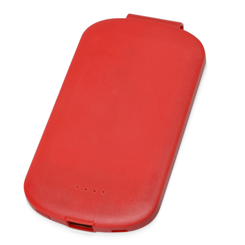 Зарядное устройство «Pin» красное  емкостью 4000 mAh из пластика. Имеет большую площадь под нанесение. С обратной стороны аккумулятора есть клип, благодаря чему, его можно крепить на одежду, сумку или ремень. Размер: 6,7 х 12,8 х 0,8 см. Нанесение рекомендуем делать с помощью тампопечати. Минимальный тираж 10 штук.
