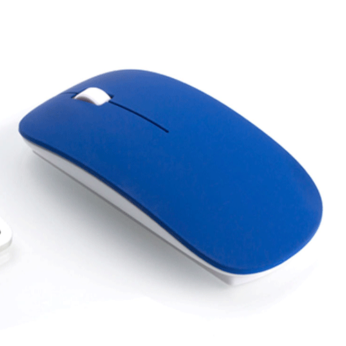 Мышь беспроводная LYSTER синяя изготовлена из пластика. Размер: 11,2*2,4*5,7 см. Поставляется без батареек. Требуется элемент питания(батарейка) типа ААА - 2шт. Возможно нанести логотип способом  уф печати или тампопечати (2 цвета). Минимальный тираж от 30 шт. 