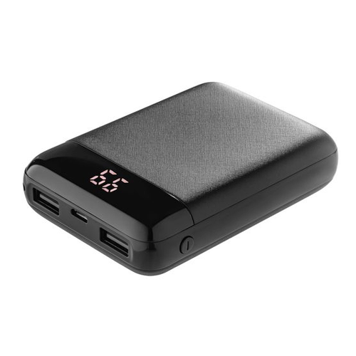 Внешний аккумулятор с индикатором  MAX  POWER черного цвета. Ёмкостью 10 000 mAh, сделан из пластика. Размеры: 8,9x6,3x2,1 см; упаковка: 14x8x2,8 см. В комплект входит кабель с разъемами Type-C, Micro USB, Lightning (iPhone 5/6/7/8/X/XS/11). Нанести логотип можно тампопечатью или УФ печатью. Минимальный тираж от 10 шт. 