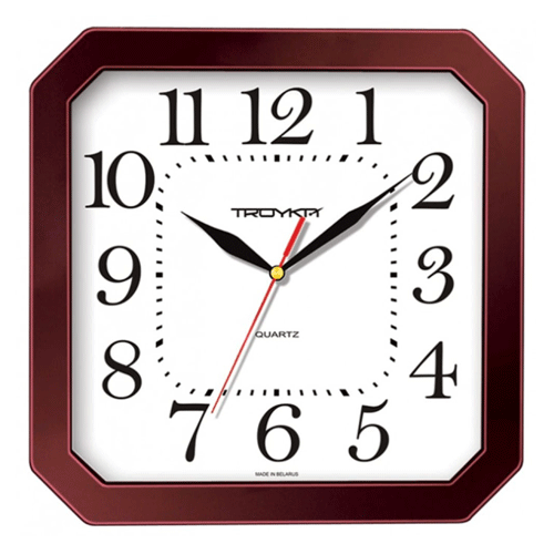 Часы настенные Кван бордовые под логотип компании