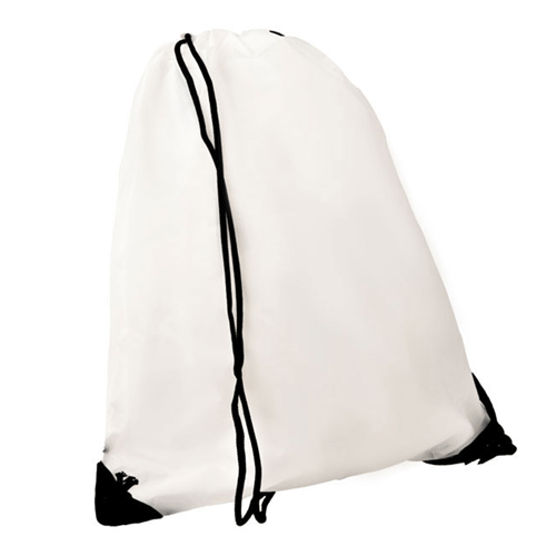 Рюкзак Промо белый изготовлен из полиэстера. Размеры: 33х38,5х1см.  Вы можете заказать нанесение  логотипа на рюкзак  с помощью шелкографии. Минимальный тираж 50 штук.