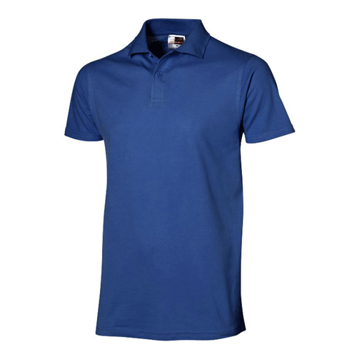 Рубашка-поло мужская First синяя изготовлена из хлопка 100% пике плотностью 160г/м2. Прямой крой, застежка на 2 пуговицы в тон изделия. Рекомендуемый метод нанесения: вышивка или шелкография. Минимальный тираж 50 штук.