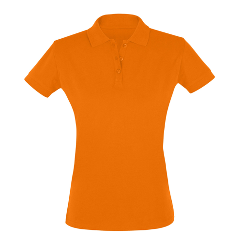 Футболка поло с логотипом на заказ женская "Стиль" оранжевая