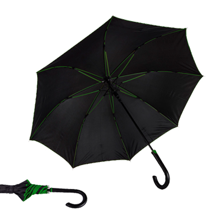 Зонт-трость Back to black черный с зеленым