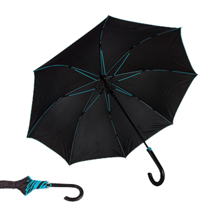 Зонт-трость "Back to black" черный с голубым