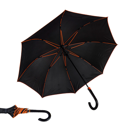 Зонт-трость Back to black черный с оранжевым