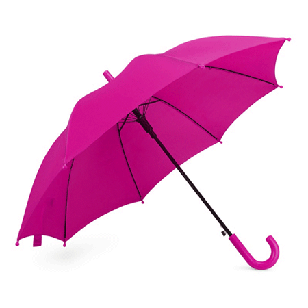 Детский зонт-трость полуавтоматический «Edison» в ярко-розовом цвете. Снабжен удобной изогнутой пластиковой ручкой в цвет купола. На концах спиц предусмотрены специальные заглушки чтобы ребенок не смог пораниться. Диаметр купола 84 см,длина 67,5 см. Нанесение: шелкография. Минимальный тираж 50 штук.