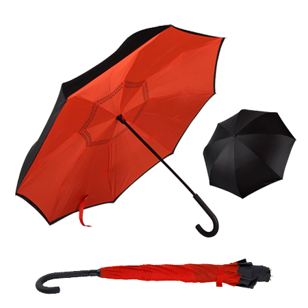 Зонт-трость с обратным сложением "Оригинал" красный