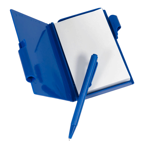 Блокнот для записей с ручкой Notebook синий изготовлен из качественного пластика. Способ нанесения логотипа: тампопечать. Размер: 10,5х7,9х1,1 см. Минимальный тираж 50 штук.