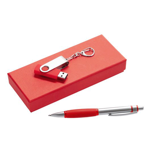 Набор Notes красный входит флешка на 8 Гб и ручка. Упакован в картонную коробку. Нанесение на ручки и флешки рекомендуем делать с помощью гравировки. На коробку можно нанести логотип с помощью шелкографии. Минимальный тираж 20 штук.