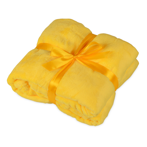 Плед с логотипом на заказ флисовый «Fancy» желтый