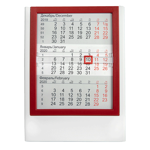 Настольный календарь красный на 2 года (2021-2022)