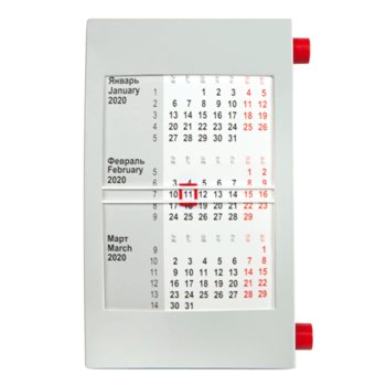Настольный календарь на 2 года из серо-красного пластика (2022-2023)