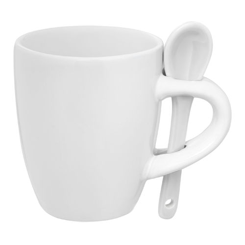 Кофейная кружка Pairy белая с белой ложкой для логотипа