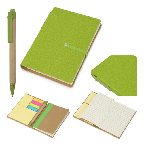 Блокнот зеленый с ручкой Stick А6