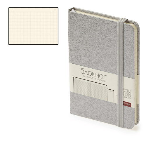 Ежедневник-блокнот серый «Megapolis Journal» А6 формата на резинке из итальянской коллекции Bruno Visconti. Материал покрытия: полиуретан. Листы бежевые в клетку. Минимальный тираж от 50 шт.